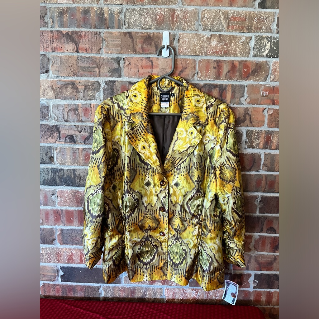 Y2k Sharon Young Metallic Gold Lightweight Jacket Women’s Size:16 Nwt